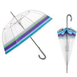PERLETTI - Női automata esernyő COLOR BORDER Transparent / lila, 26272