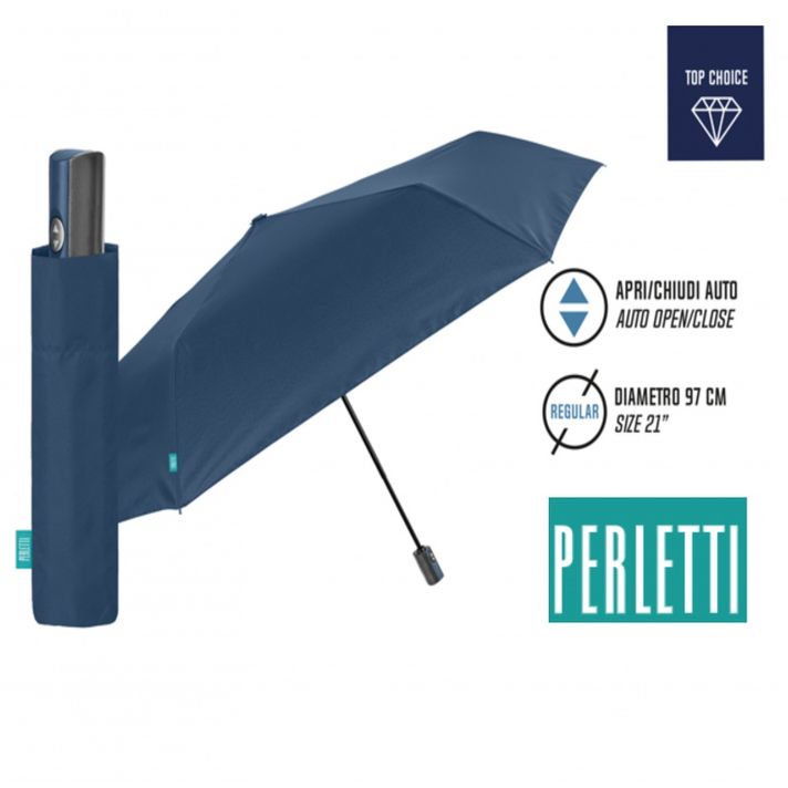 PERLETTI - Teljesen automata összecsukható esernyő PROMOCIONALI / sötétkék, 96026-02