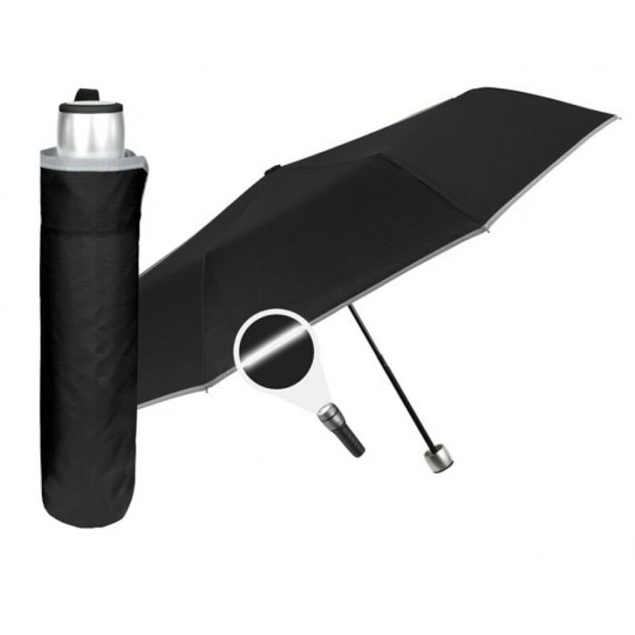 PERLETTI - Fényvisszaverő összecsukható esernyő PROMOCIONALI / fekete, 96006-01