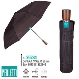 PERLETTI - TIME Férfi automata esernyő Scottish / világosbarna, 26284