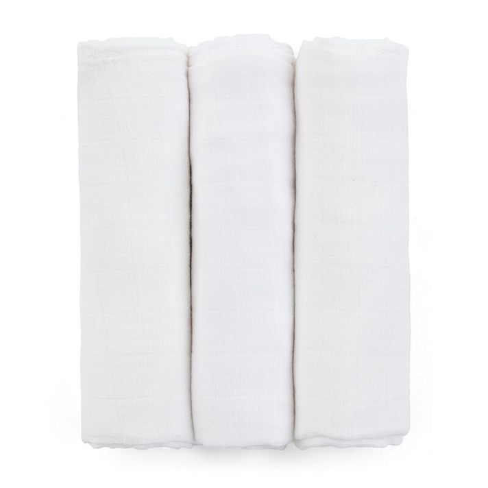 PETITE&MARS - Bambusz muszlin 3db-os pelenka szett Moussy Total White, 68 x 68 cm