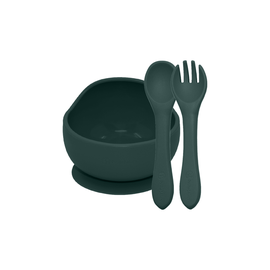 PETITE&MARS - Étkezőszett szilikon TAKE&MATCH 2 db tál + evőeszközök Misty Green 6m+