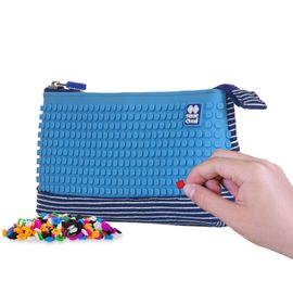PIXIE CREW - Nagy táska 1 cipzárral, WHITE STRIPES/BLUE