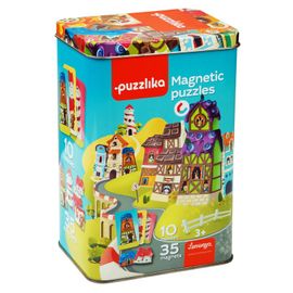 PUZZLIKA - Puzzlika 13470 Mágneses házak - 35 darabos és 10 remekműből álló mágneses játék