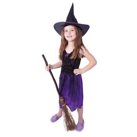 RAPPA - Gyermek boszorkány jelmez sapkával lila (M) e-csomagolás