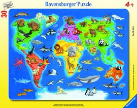 RAVENSBURGER - Világtérkép állatokkal 30-48D