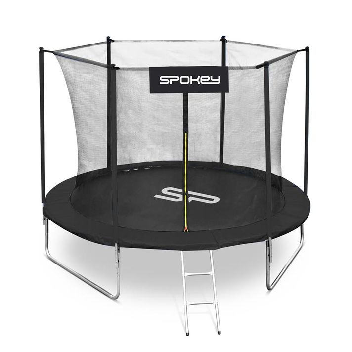 SPOKEY - JUMPER II trambulin fekete, 305 cm átmérőjű, biztonsági hálóval és létrával együtt