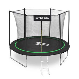 SPOKEY - JUMPER Trambulin fekete-zöld, átmérő 244 cm, biztonsági hálóval és létrával együtt