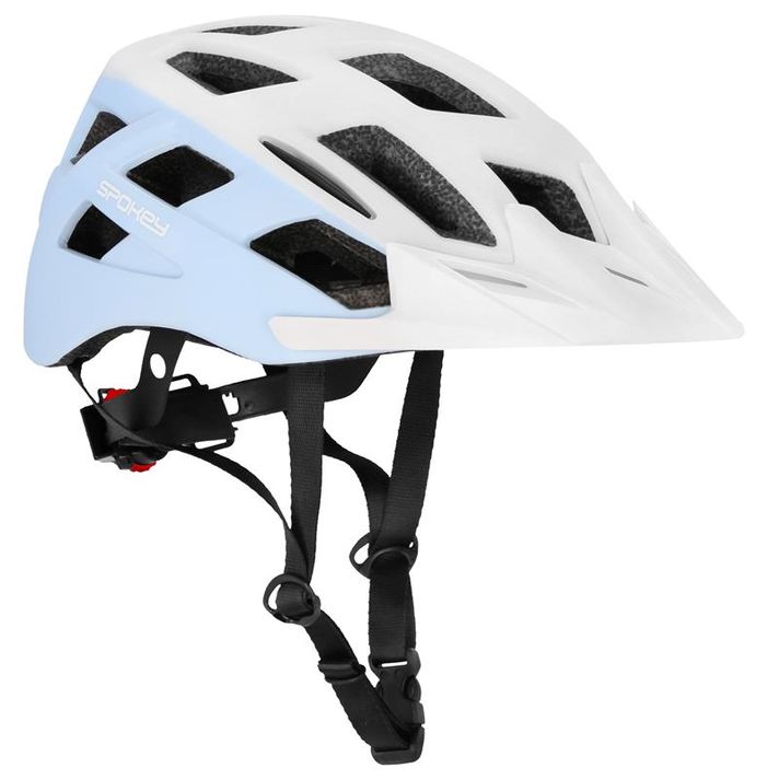 SPOKEY - POINTER Kerékpáros sisak LED villogóval, 58-61 cm, fehér-kék