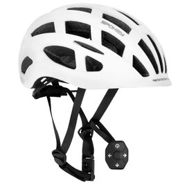 SPOKEY - POINTER PRO Felnőtt kerékpáros sisak LED villogóval és villogóval, 55-58 cm, fehér