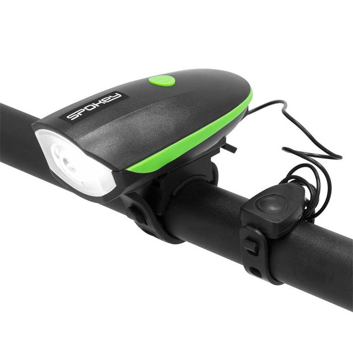 SPOKEY - RAINI Újratölthető LED-es kerékpárlámpa dudával