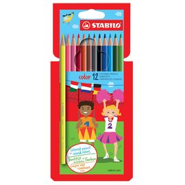 STABILO - Színes ceruzák, hatszögletű, STABILO, 12 különböző színben