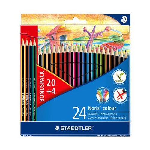STAEDTLER - Színes ceruzák, hatszögletű, Noris Colour, 20+4 különböző színben