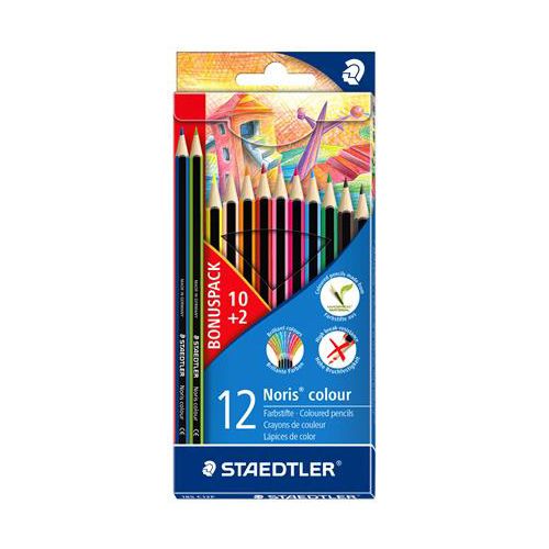 STAEDTLER - Színes ceruzák, hatszögletű, STAEDTLER "Noris Colour", 10+2 különböző színben
