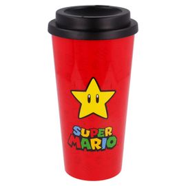 STOR - Műanyag termo pohár fedővel SUPER MARIO Star, 520ml, 01379