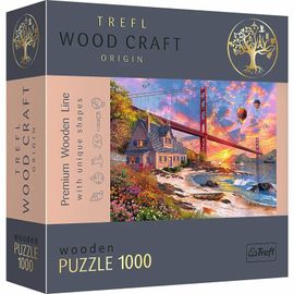 TREFL - Hit Wooden Puzzle 1000 – Naplemente a Golden Gate híd felett