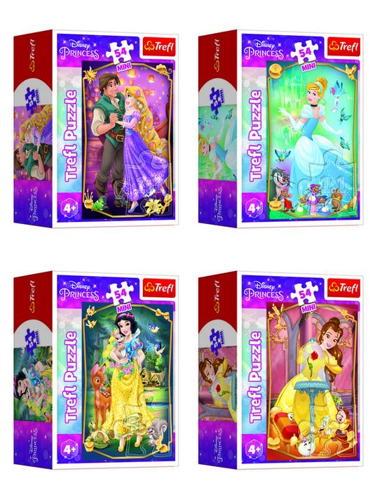 TREFL -  Mini puzzle 54 darab Gyönyörű hercegnők/Disney hercegnők 4 féle