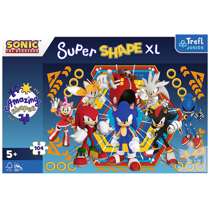 TREFL -  Puzzle 104 XL Super Shape - Sonic világa / SEGA Sonic The Hedgehog FSC Mix 70%