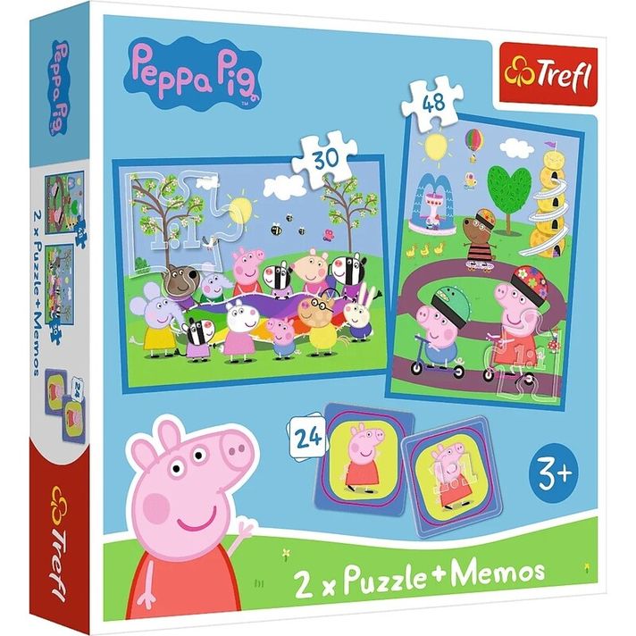 TREFL - Puzzle 2 az 1-ben + pexeso – Boldog pillanatok Peppa Piggel