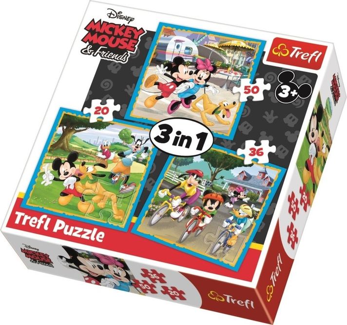 TREFL - Puzzle 3in1 Mickey Mouse barátaival Disney Standard karakterek