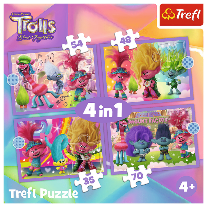 TREFL -  Puzzle 4 az 1-ben – Színes trollok kalandjai / Universal Trolls 3 (2023)