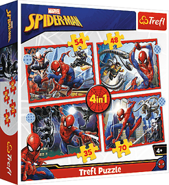 TREFL - Puzzle 4v1 - Heroic Spiderman / Disney Marvel Spiderman