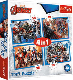 TREFL - Puzzle 4 az 1-ben – Brave Avengers / Disney Marvel The Avengers