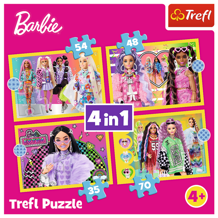 TREFL - Puzzle 4 az 1-ben – Boldog Barbie-világ / Mattel, Barbie