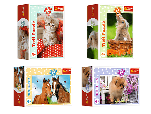 TREFL -  Puzzle 54 mini - Ló, nyúl, kutya és macska