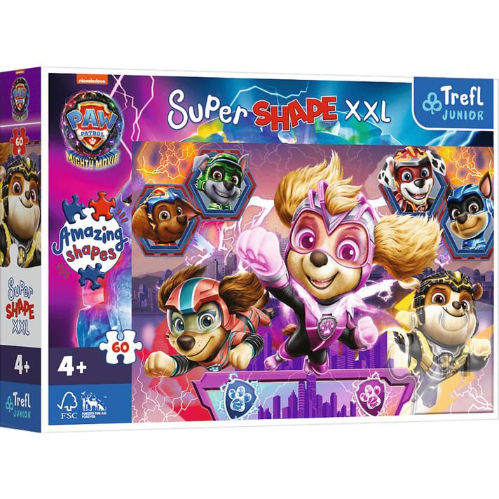 TREFL -  Puzzle 60 XXL Super Shape – Happy Dogs / Viacom PAW PATROL: THE MIGHTY MOVIE 2023