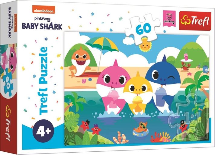 TREFL - Hit Puzzle Baby Shark családdal nyaralni 60 darab