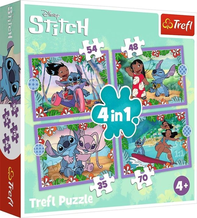 TREFL - Puzzle Lilo&Stitch: Őrült nap 4 az 1-ben (35,48,54,70 darab)