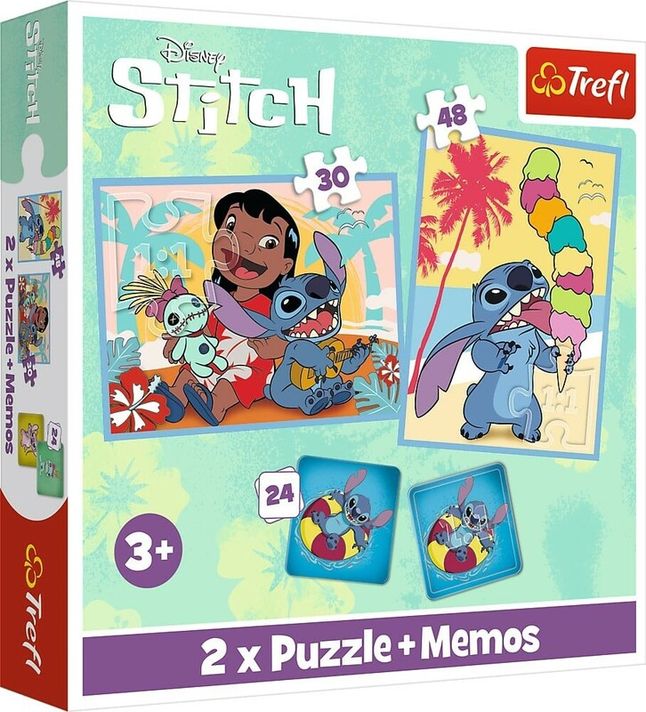 TREFL - Set 3 az 1-ben Lilo&Stitch: Happy Day (2x puzzle + pexeso)