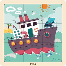 VIGA -  Fa puzzle Hajó 9db