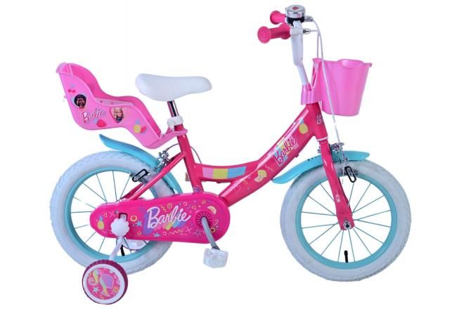 VOLARE - Barbie gyerekkerékpár - Lányoknak - 14 hüvelykes - Rózsaszín - Két kézifék
