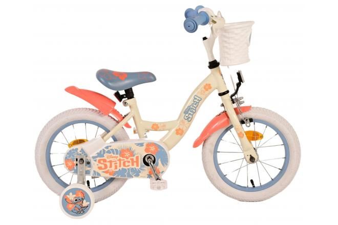 VOLARE - Gyermek kerékpár Disney Stitch - Lányok - 14 hüvelyk - krém korallkék