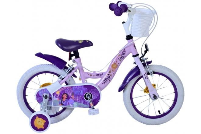 VOLARE - Gyermek kerékpár Disney Wish - Lányok - 14 hüvelykes - Lila - Két kézifék
