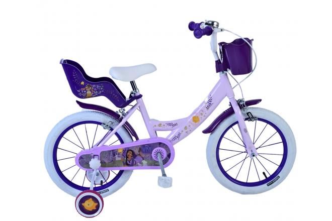 VOLARE - Disney Wish gyerekkerékpár - Lányoknak - 16 hüvelykes - Lila - Két kézifék