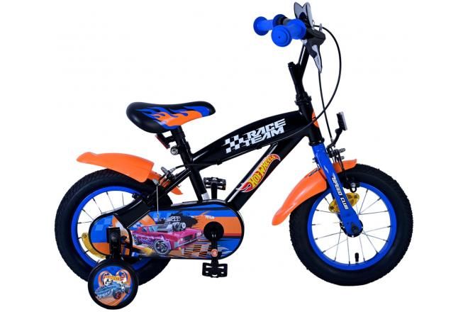 VOLARE - Hot Wheels gyerek kerékpár - fiúk - 12 hüvelykes - fekete narancssárga kék - két kézifék