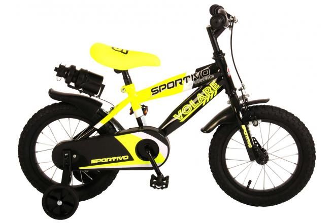 VOLARE - Gyermek kerékpár fiúknak Sportivo Neon Yellow Black 14" - 95%