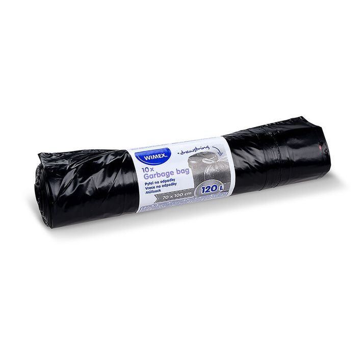 WIMEX - Hulladékgyűjtő zsák (LDPE) behúzható fekete 70 x 100 cm 120L [10 db]
