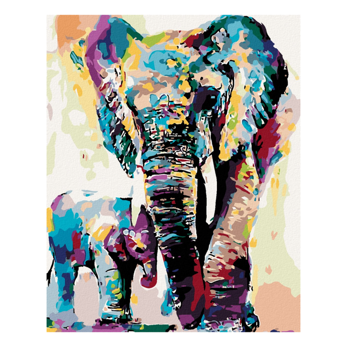 ZUTY - Gyémántfestés (keret nélkül) - Festett elefántok